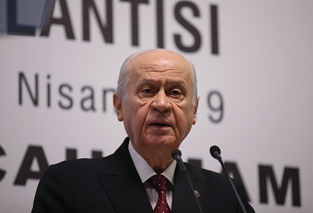 MHP Genel Başkanı Devlet Bahçeli (fotoğrafta), Kızılcahamam da bir otelde düzenlenecek il başkanları toplantısı öncesinde basın toplantısı düzenledi.  ( Salih Şeref - Anadolu Ajansı )