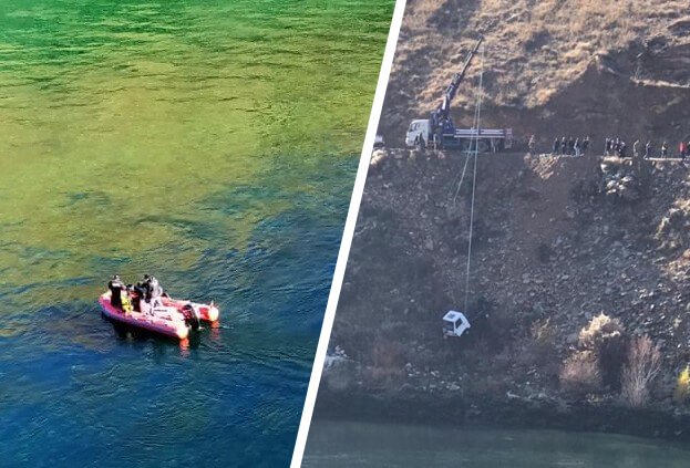 Nehre düşen kamyonet sürücüsünü arama çalışması devam ediyor