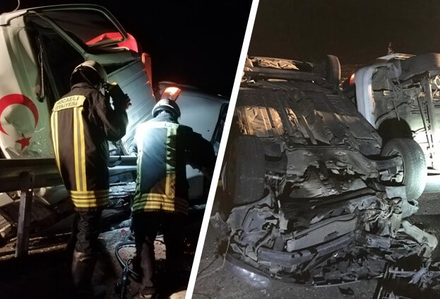 Kocaeli’de otomobili taşıyan çekici devrildi: 2 ölü, 6 yaralı