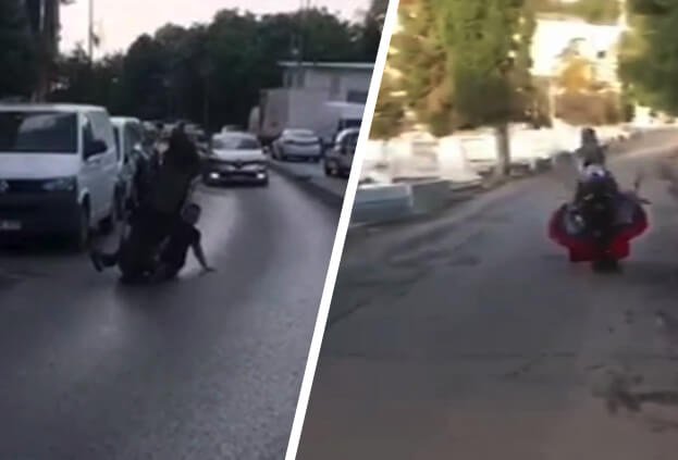 İstanbul’da motosikletli magandaların kazaları kamerada