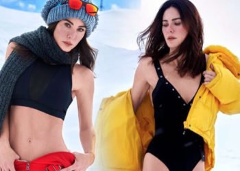 Karlar üstünde iddialı pozlar veren Defne Samyeli şaşkınlığı