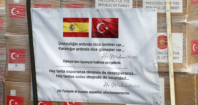Türkiye'nin İtalya ve İspanya'ya yardımlarında 'Mevlana'lı mesaj